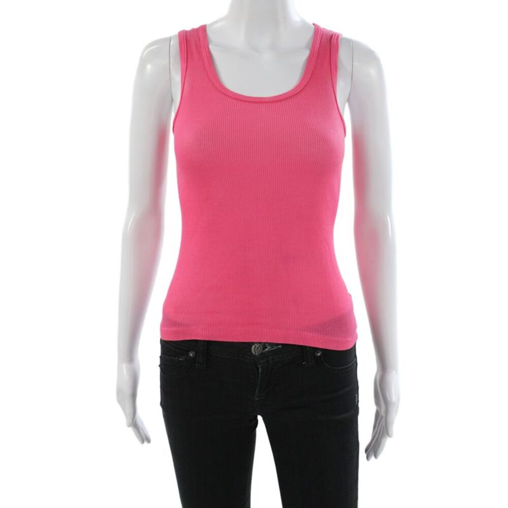 Mimi & Coco Women Basic Pink Cotton Scoop Neck Sleeveless Tank Size S